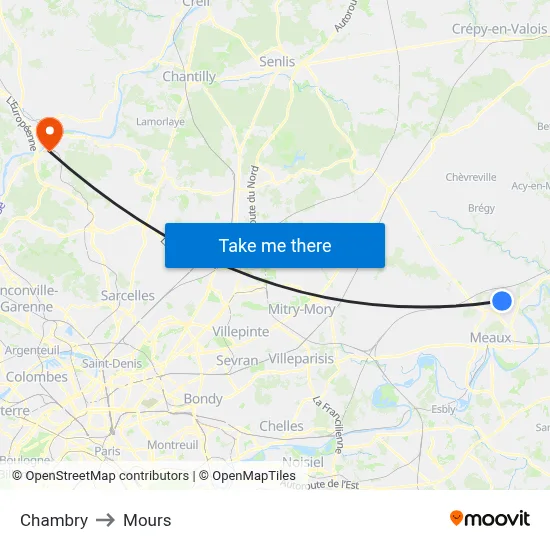 Chambry to Mours map