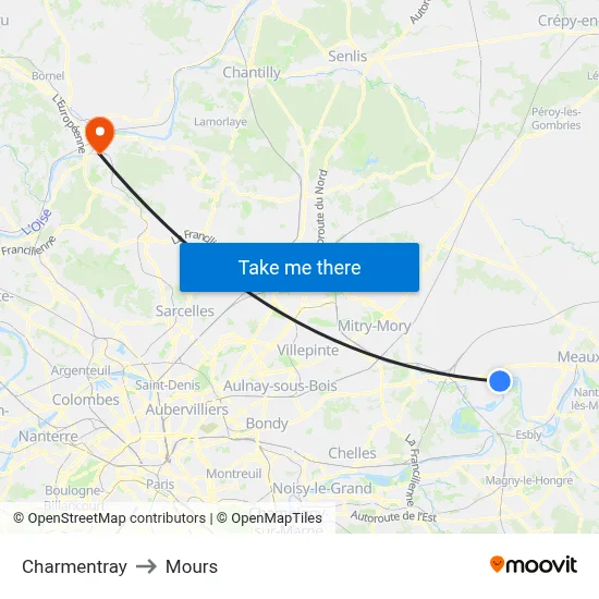 Charmentray to Mours map