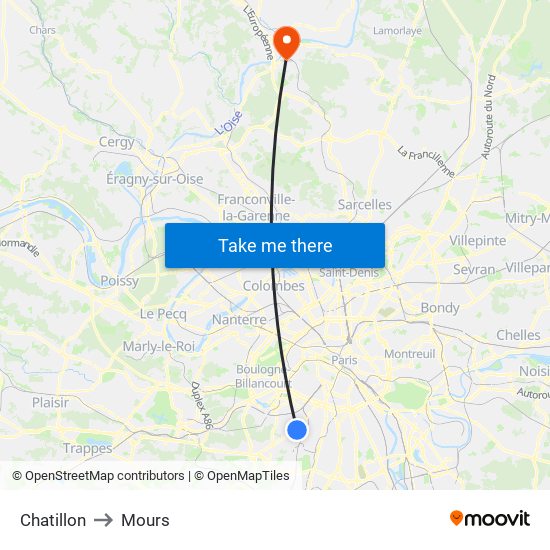Chatillon to Mours map