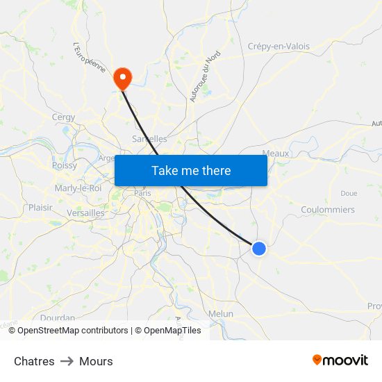 Chatres to Mours map