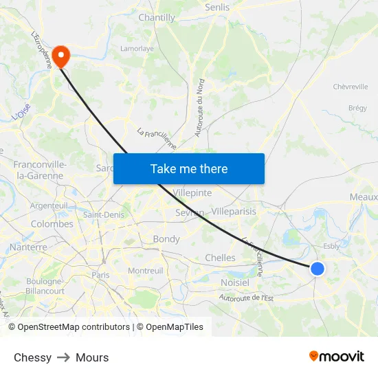 Chessy to Mours map
