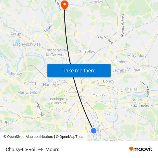 Choisy-Le-Roi to Mours map