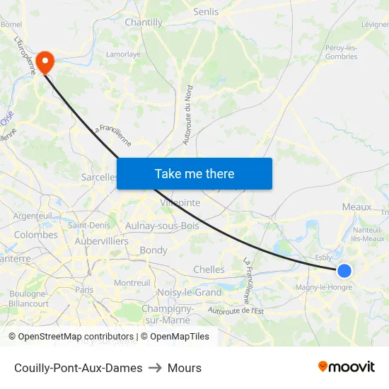Couilly-Pont-Aux-Dames to Mours map