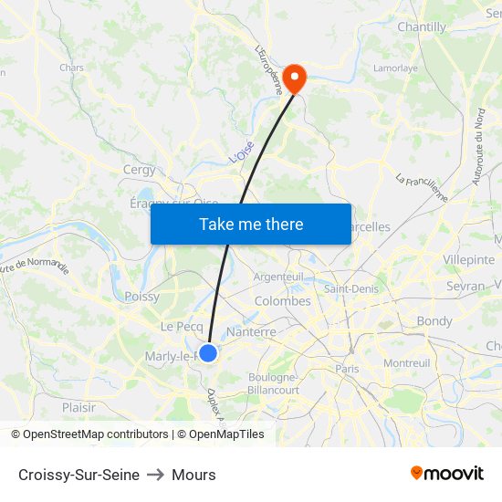 Croissy-Sur-Seine to Mours map