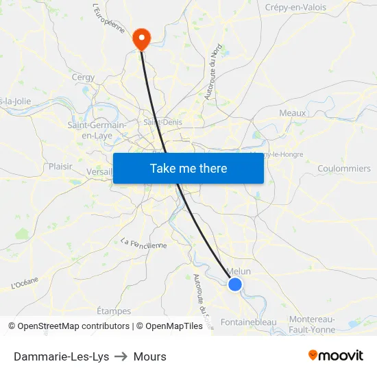 Dammarie-Les-Lys to Mours map