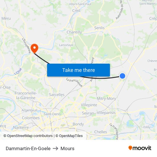 Dammartin-En-Goele to Mours map