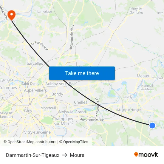 Dammartin-Sur-Tigeaux to Mours map