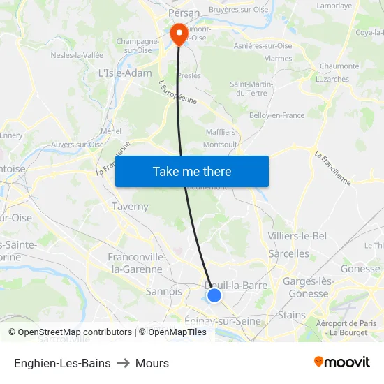 Enghien-Les-Bains to Mours map