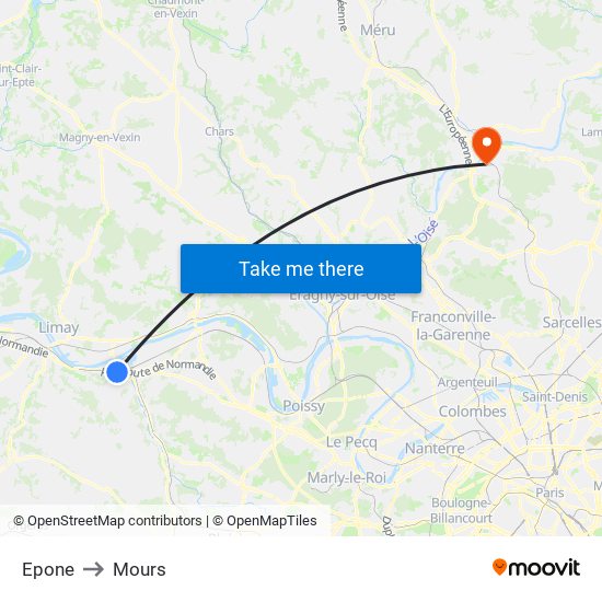 Epone to Mours map
