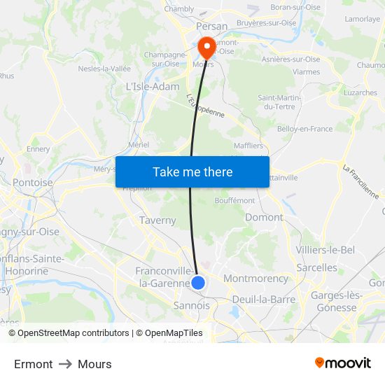 Ermont to Mours map