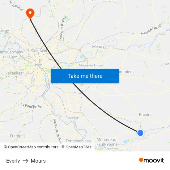 Everly to Mours map