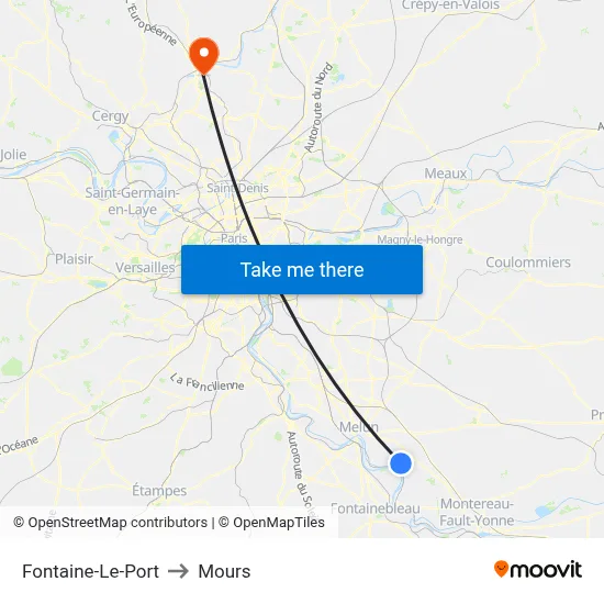 Fontaine-Le-Port to Mours map