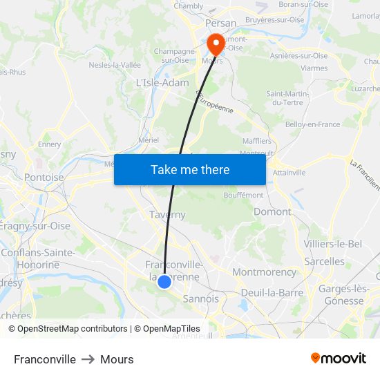 Franconville to Mours map
