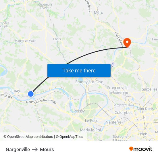 Gargenville to Mours map