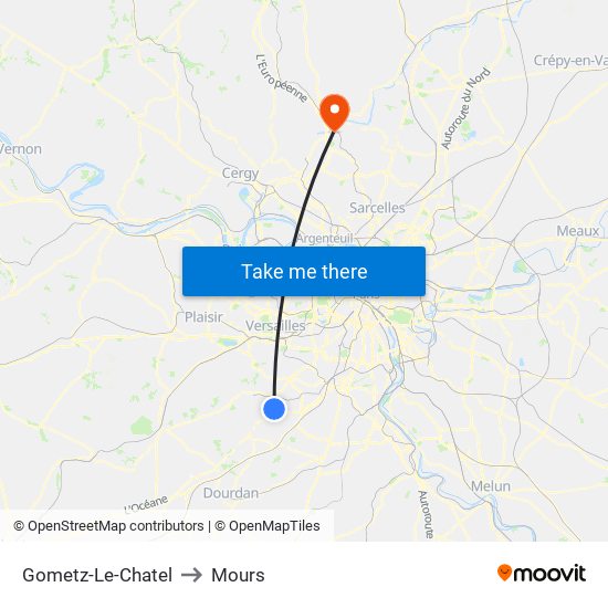 Gometz-Le-Chatel to Mours map