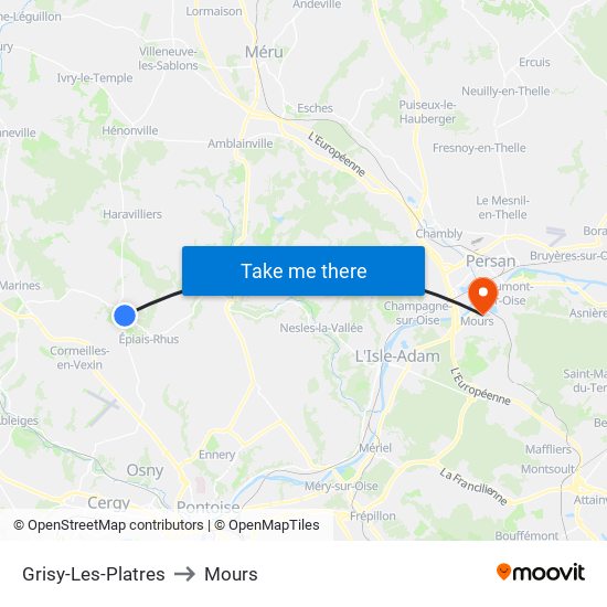 Grisy-Les-Platres to Mours map