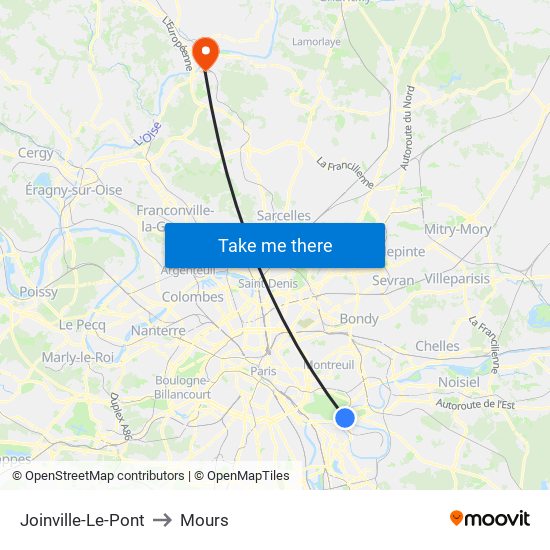 Joinville-Le-Pont to Mours map
