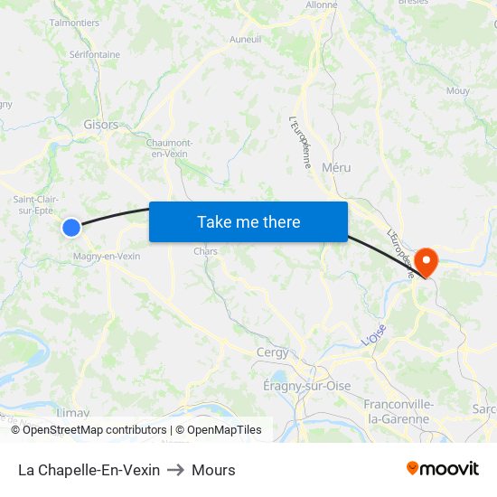 La Chapelle-En-Vexin to Mours map
