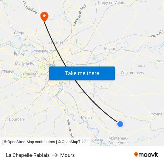 La Chapelle-Rablais to Mours map