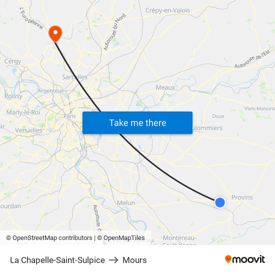 La Chapelle-Saint-Sulpice to Mours map