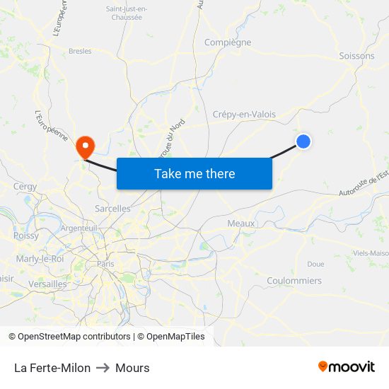 La Ferte-Milon to Mours map