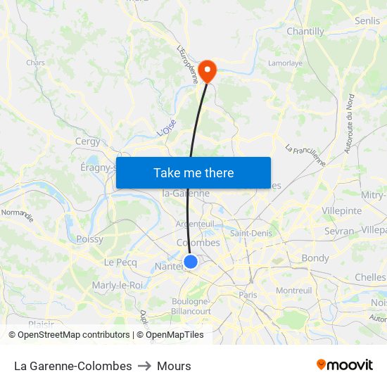 La Garenne-Colombes to Mours map