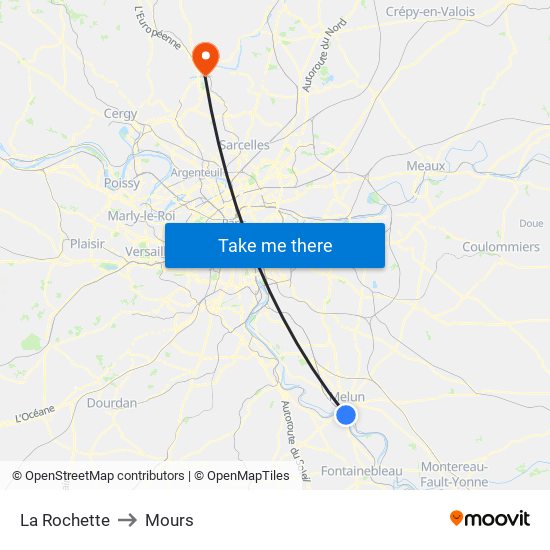 La Rochette to Mours map