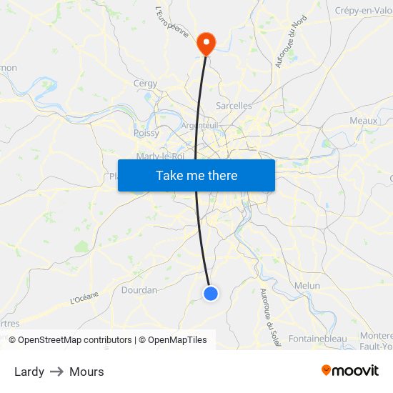 Lardy to Mours map