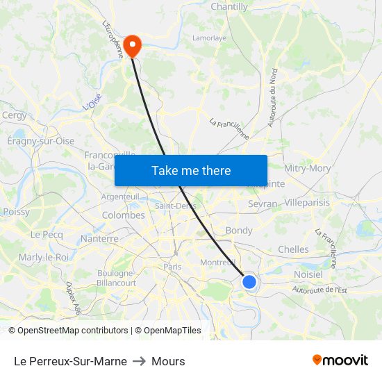 Le Perreux-Sur-Marne to Mours map