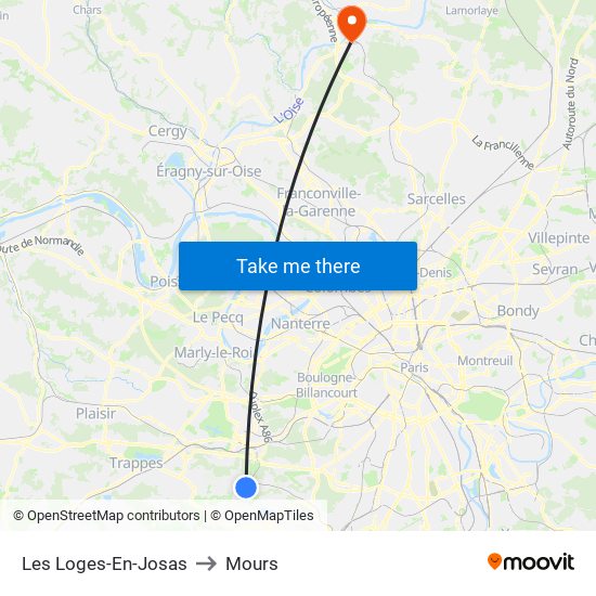 Les Loges-En-Josas to Mours map