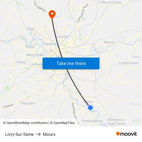 Livry-Sur-Seine to Mours map