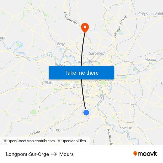 Longpont-Sur-Orge to Mours map