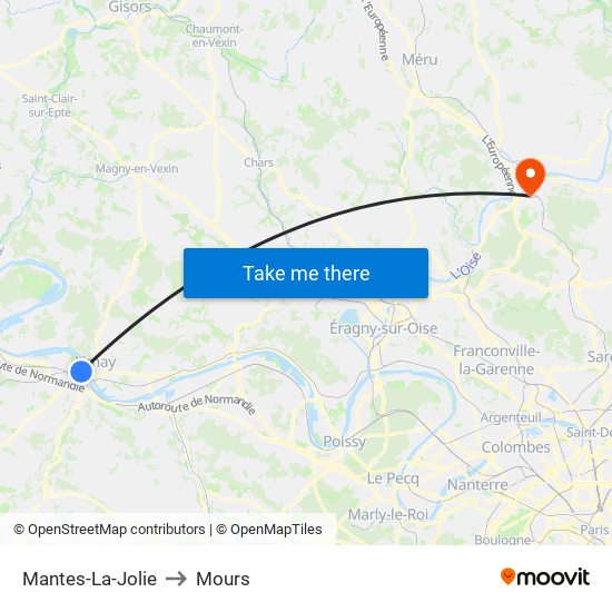 Mantes-La-Jolie to Mours map
