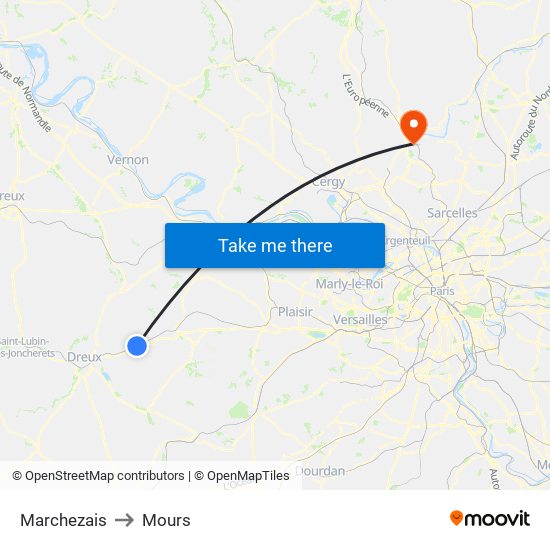 Marchezais to Mours map
