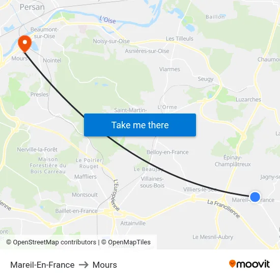 Mareil-En-France to Mours map