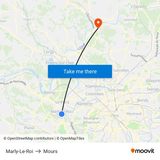 Marly-Le-Roi to Mours map