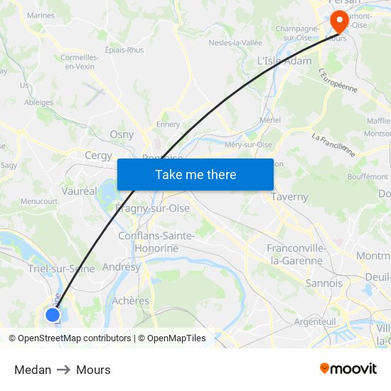 Medan to Mours map