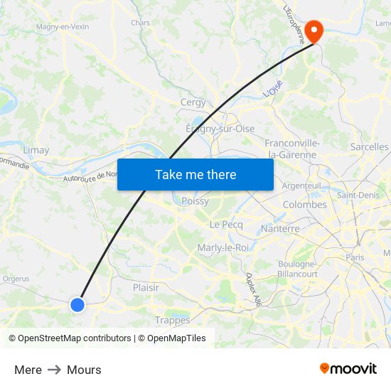 Mere to Mours map