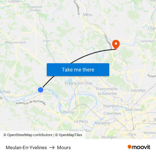 Meulan-En-Yvelines to Mours map
