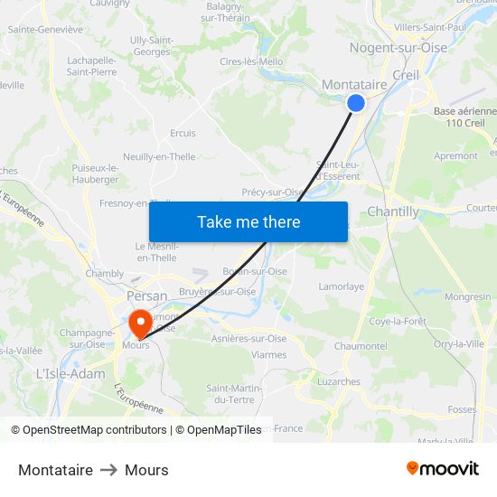 Montataire to Mours map