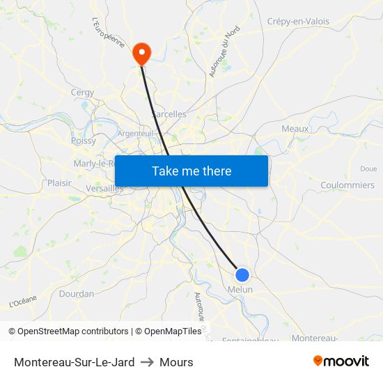 Montereau-Sur-Le-Jard to Mours map