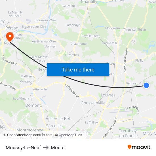 Moussy-Le-Neuf to Mours map