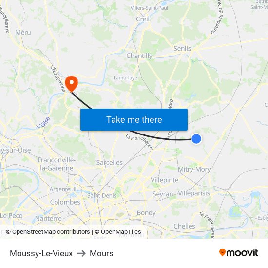 Moussy-Le-Vieux to Mours map