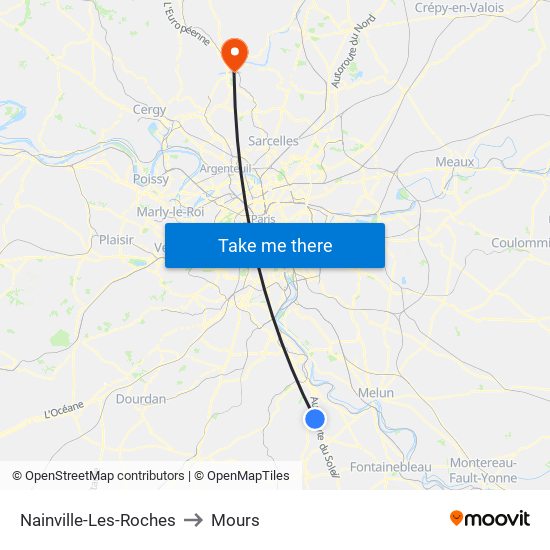 Nainville-Les-Roches to Mours map