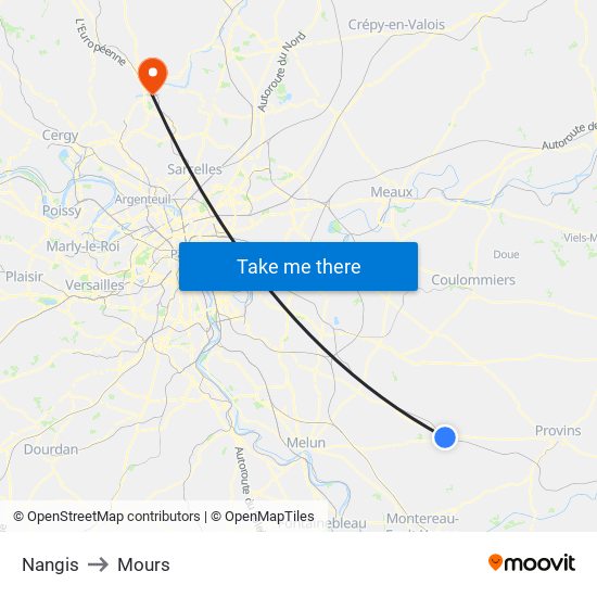Nangis to Mours map