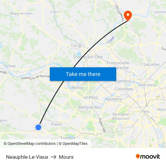 Neauphle-Le-Vieux to Mours map
