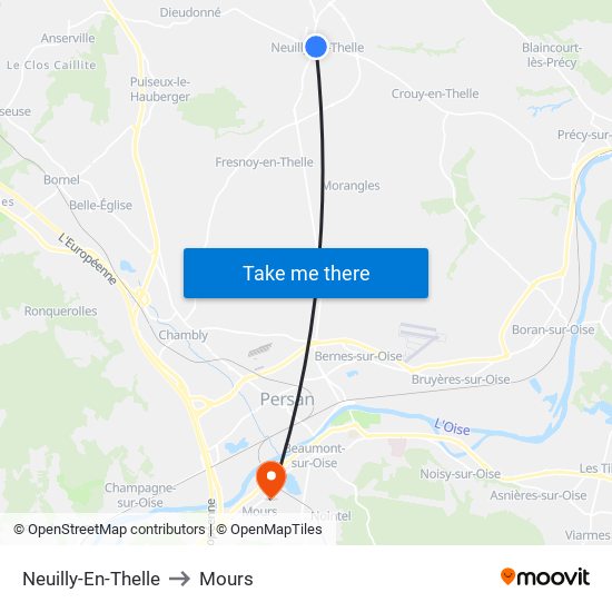 Neuilly-En-Thelle to Mours map