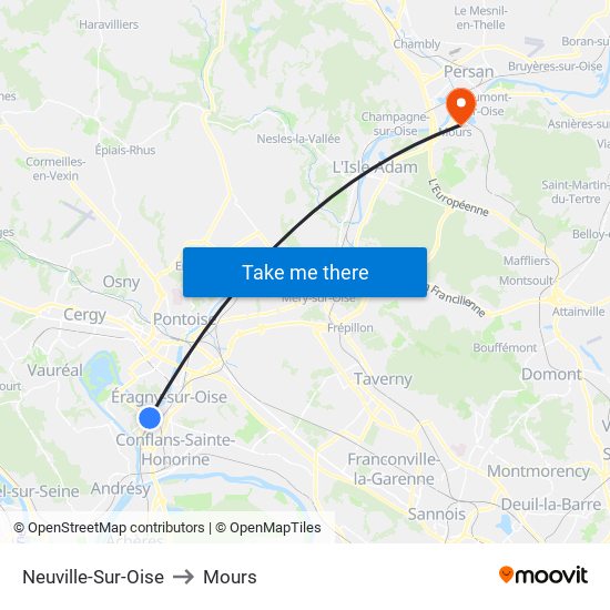 Neuville-Sur-Oise to Mours map