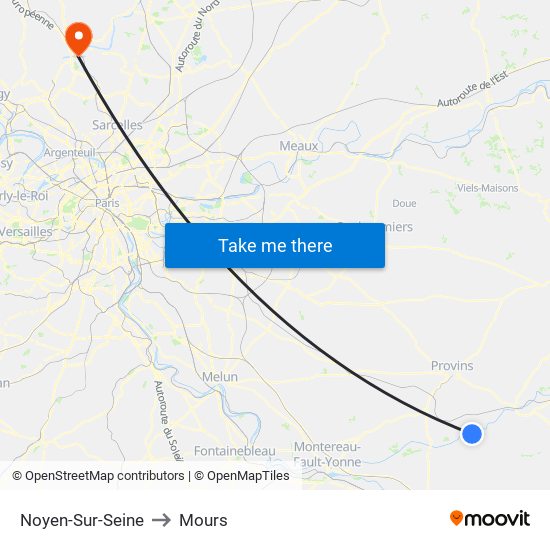 Noyen-Sur-Seine to Mours map
