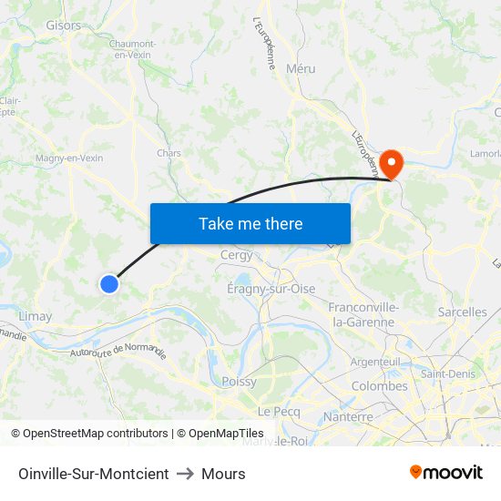 Oinville-Sur-Montcient to Mours map